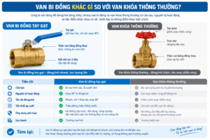 So sánh van bi đồng tay gạt và van khóa thông thường